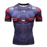 New Comic Superhero Compression Shirt Captain America Iron Man Fit Tight G Ym Bodybuilding T Shirt