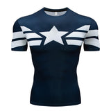 New Comic Superhero Compression Shirt Captain America Iron Man Fit Tight G Ym Bodybuilding T Shirt